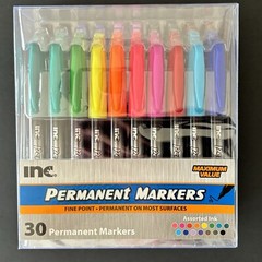 Inc. Permanent Markers Fine Tip 15 Assorted Colors 30 Count Fast Drying Ink New