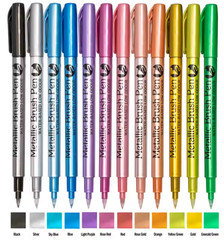 1-3x Metallic Brush Paint Pen thick marker art Craft Metal Gold Silver Permanent
