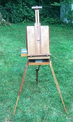 3 Leg Trident El Greco French Easel Sketch Box. Mahogany Artists Painting Tripod