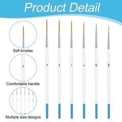 Script Liner Brush, 6 PCS Highly Flexible Paint Brushes Extra Long Fine Point…