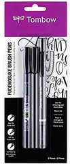 Tombow 62039 Fudenosuke Brush Pens, 3-Pack. Soft, Hard, and Twin Tip Markers New