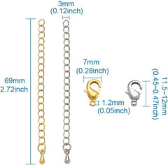 50Pcs Twist Extenders Chains 2.55-2.75 Inch Removable Chain Extension Tails Mixe
