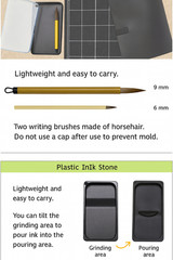 Japanese Calligraphy Set Kids Shodo Kit Classical Check Beige Bag Made in Japan