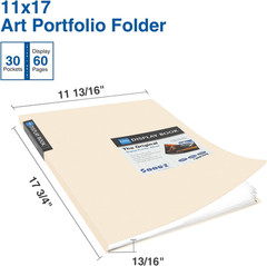 Art Portfolios 11″x17″, Large Portfolio Folder with 30 Pockets & Black Inner She