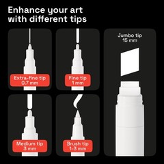 5 White Paint Pen for Rock, Glass, Ceramic, Wood, Tire, Fabric, Metal, Canvas…