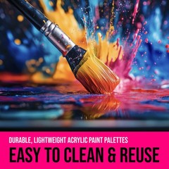 2 Plastic 9″ x 11.8″ Clear Oval Acrylic Art Painting Palettes, Artist Paint Tray