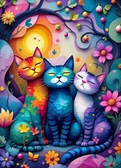 Cat Paint by Numbers Kit for Adults Beginner,Flower Paint by Number Kits on Ca