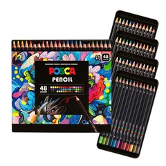 POSCA® Colored Pencils, Soft Core, 48 Count, UltraSmooth, Rich Pigment, Vibra…