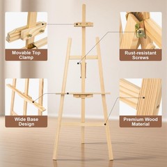 JEAWIWI 1Pcs Wooden Easel for Painting-Adjustable 42 inches, wood color
