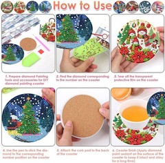 ijbnhd 8 PCS Christmas Diamond Art Coasters Kit, 4X4X0.1,