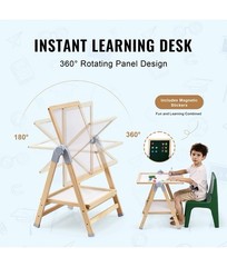 2-in-1 Kids Art Easel Double-Sided Wooden Magnetic Whiteboard Chalkboard