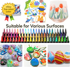30 Colors Acrylic Paint Markers Dual Tip Fine Brush Pens for Wood Glass Ceramic