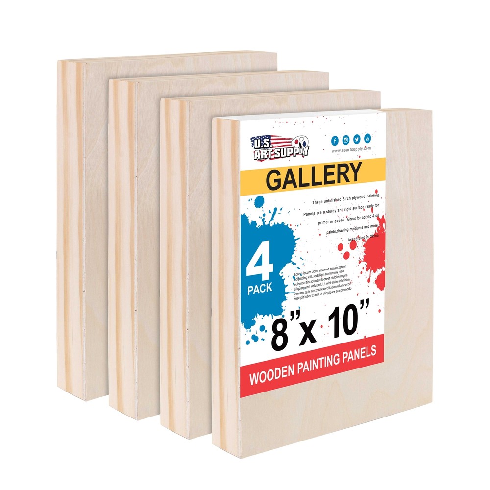 8″ x 10″ Gallery 1-1/2″ Profile Depth Artist Wood Pouring Panel Boards Pack of 4