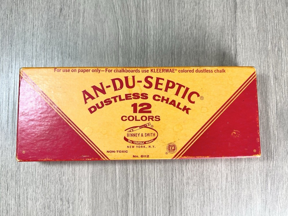 Vintage Crayola An-Du-Septic Paper Chalk Dustless Multicolor Binney & Smith
