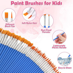 126 Pc Paint Brush Set Flat Round Small Brushes For Acrylic Watercolor Crafts