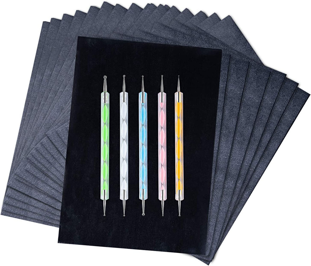 200pcs Carbon Paper Black Graphite Paper Transfer Tracing Paper & 5pcs Styluses