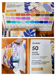 Watercolor Art Bundle:Grabie 50 Paint Set, Floral Workbook & Matthew Palmer Book