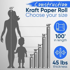 12″ x 1200″ (100 ft) Brown Construction Paper Roll, 12″W x 1200″L,