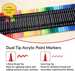 30 Colors Acrylic Paint Markers Dual Tip Fine Brush Pens for Wood Glass Ceramic