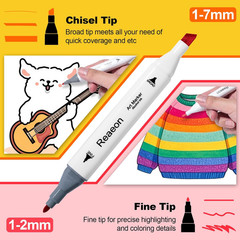 Alcohol Art Markers, 80 Colors Fine & Chisel Dual Tip Marker Set, Permanent Art