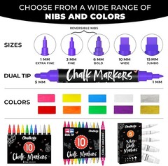 Washable Neon Chalk Markers for Cars & Glass – 10 Non-Toxic Pens, Jumbo Tip