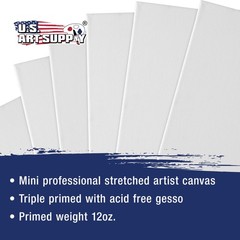US Art Supply 2″ x 2″ Mini Professional Primed Stretched Canvas 12-Mini Canvases