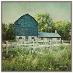 Amanti Art Framed Canvas Wall Art 22×22 Blissful Country III (Barn) by Elizab…