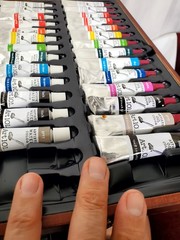 Art 101 Deluxe Art Oil Painting + Drawing Set 140+ Pieces Cherry Wood Case Box