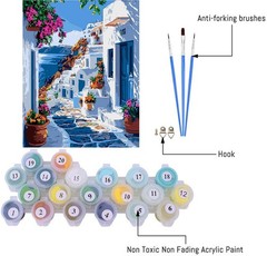 Paint by Numbers for Adult Beginners, Easy Coastal Town Painting 16 x 20 Inches