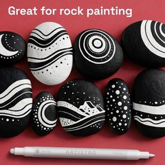12 White Dual-Tip Acrylic Paint Markers Set – Fine & Dot Tips for Fabric, Rock,