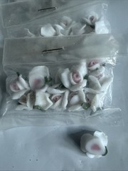 New Old Stock Lot Mini Bisque Porcelain Roses Ivory/Pink Crafts Project 100+ Pcs