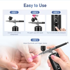 Airbrush Kit with Compressor, 2 Airbrushes, 6400mAh 50PSI High Pressure Airbr…