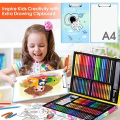 Art Supplies, 180 Piece Drawing Painting Art Kit with Clipboard and Coloring …