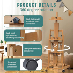 Adjustable H-Frame Easel for Two Canvases, Foldable & Professional Design