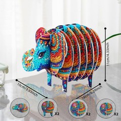 LSQFS 5D DIY Diamond Painting Coaster, Art Kits for Adults, Elephant