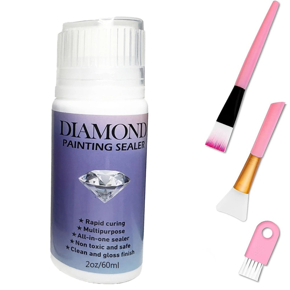 Diamond Painting Sealer Glue Kit 60/120/200ML with 3 Brushes Shine Finish