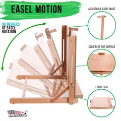 U.S. Art Supply Solid Wood Adjustable Tabletop Artist Studio Easel Drawing Board