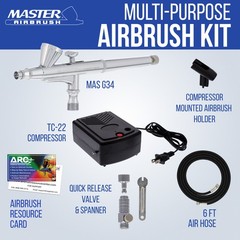 Master G34 Gravity Feed Airbrush Kit Mini Air Compressor, Hobby Craft Art Cake