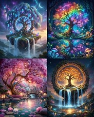 Tree of Life Diamond Art Kits for Adults – 4 Pack 11.8×15.8 inches, 4 pack