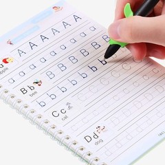 4 PC Reusable Grooved Writing Books for Kids, Magic Copy Books,Reusable Handl