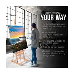 U.S. Art Supply Medium Wooden H-Frame Studio Easel with Artist Storage Tray -…
