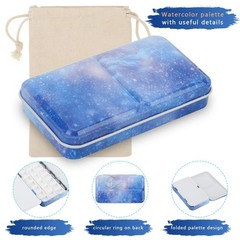 Travel Watercolor Tin Palette Metal Paint Case 50 Empty Half Pans Water Brush