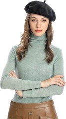 Wool French Beret Hat Solid Color Beret Cap for Women Girls One Size Black