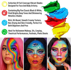 UCANBE Athena Face Body Paint Oil Palette, 20 Colors Large Black White Professio