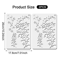 Amabro 2 Pack Large Vine Wall Stencils, Reusable 10.24 x 7.01 inches, White