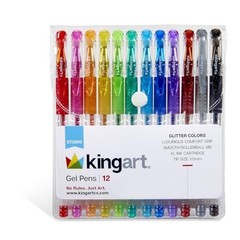 KINGART Glitter Rollerball Gel 12 Count (Pack of 1), Assorted Colors