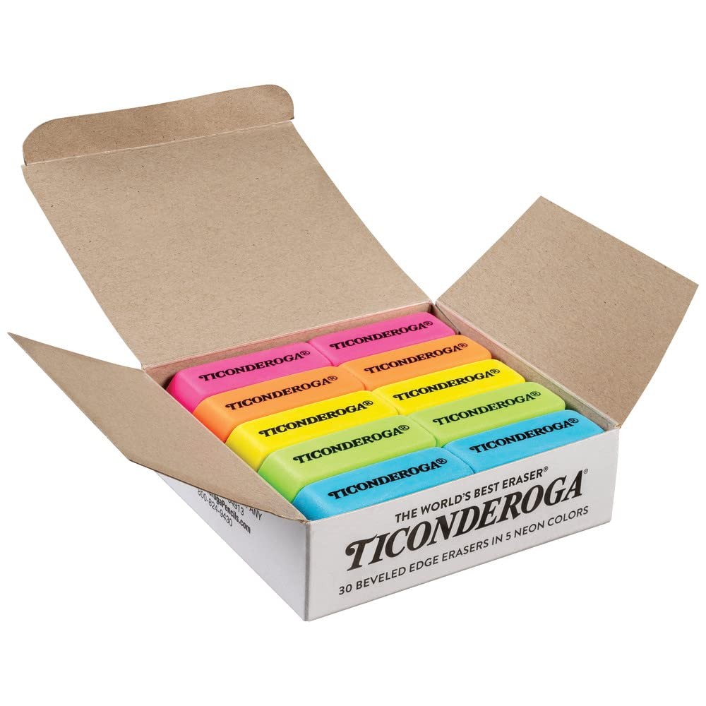 Dixon Ticonderoga X38930 Neon Block Erasers Assorted 30/box