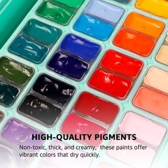 HIMI Gouache Paint Set, 48 Colors x 0.4oz, Twin Cup Jelly Design, bouns 3 Bru…