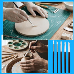 15 Pack Silicone Paint Brushes for Crafts 5 Shapes Head Professional Silicone Ru