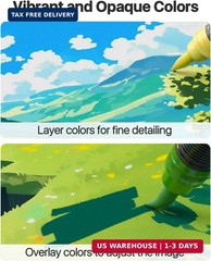 JusArt 48 Colors Acrylic Paint Markers with Canvas Bag, Water-Based No-Bleed Pai